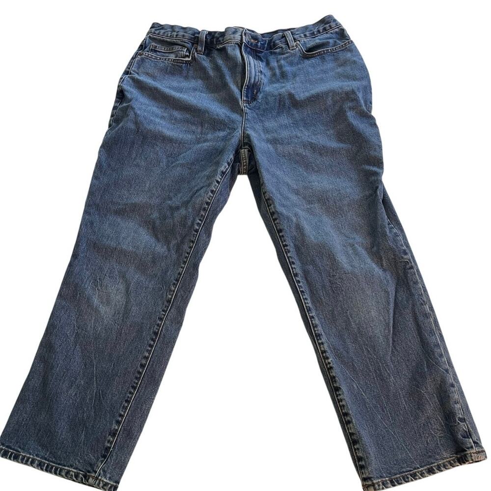 Lands’ End Straight Leg Jeans Petite 16 Classic Mid Wash Denim